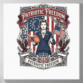 Patriotic Teacher Vector Graphic Tee_1 Canvas Photo Tile
