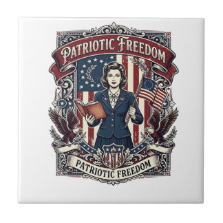 Patriotic Teacher Vector Graphic Tee_1 Ceramic Tile