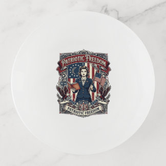 Patriotic Teacher Vector Graphic Tee_1 Trinket Tray