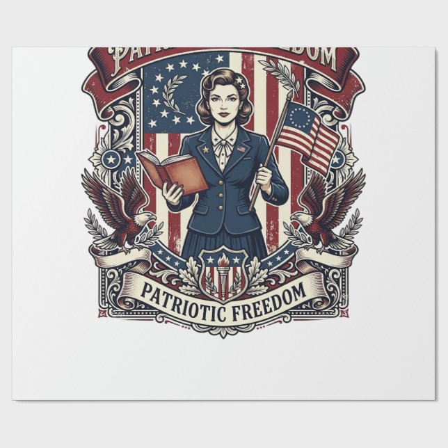 Patriotic Teacher Vector Graphic Tee_1 Wrapping Paper (Flat)