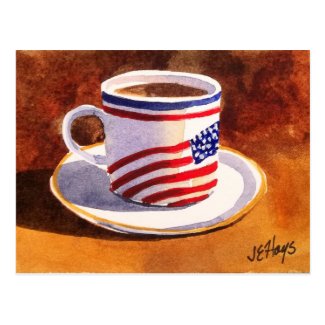Patriotic Teacup Stars & Stripes Postcard