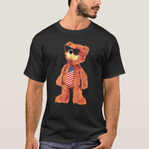 Patriotic Teddy Bear Celebrating 4th Of July In Am T-Shirt