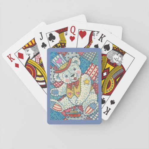 PATRIOTIC TEDDY BEAR  QUILT BICYCLE PLAYING CARDS