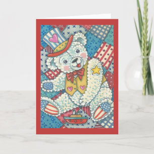 PATRIOTIC TEDDY BEAR & QUILT GREETING CARD Verse