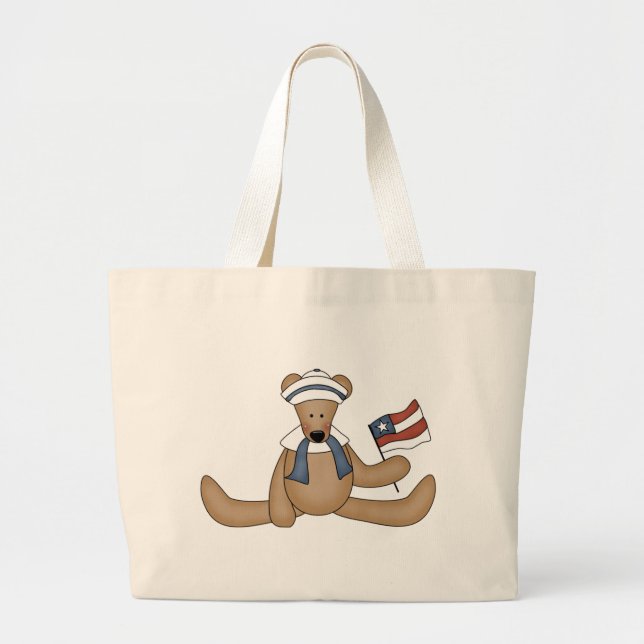 Patriotic Teddy Bear totebag Large Tote Bag (Front)