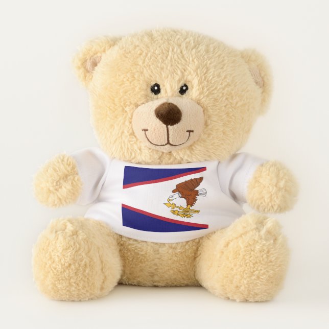 Patriotic Teddy Bear with flag of American Samoa (Front)