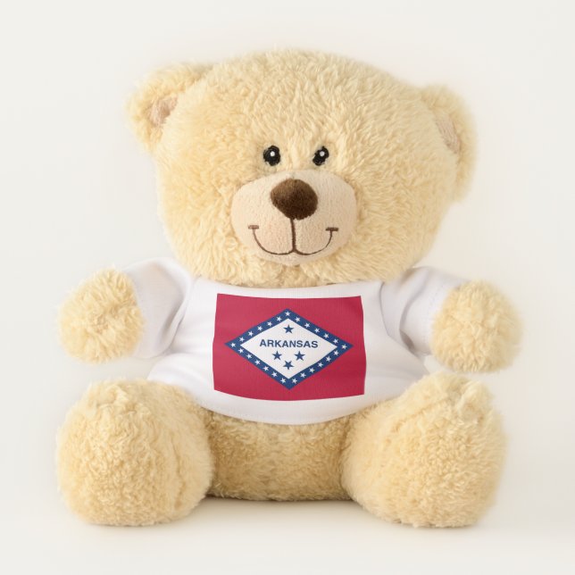 Patriotic Teddy Bear with flag of Arkansas, U.S.A. (Front)