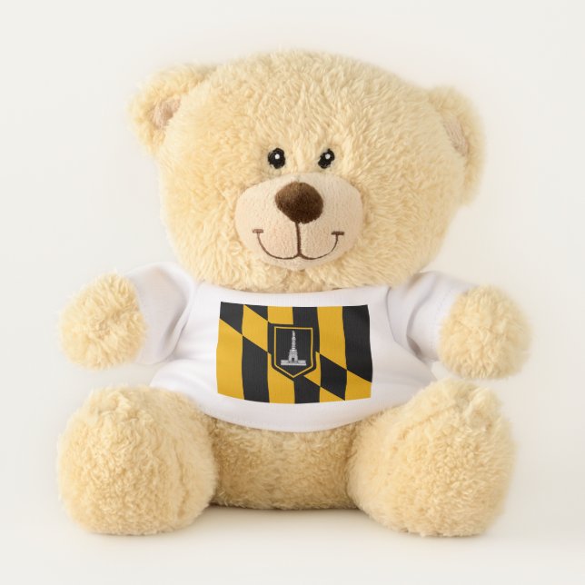Patriotic Teddy Bear with flag of Baltimore, USA (Front)