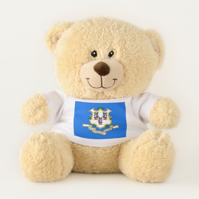 Patriotic Teddy Bear with flag of Connecticut (Front)