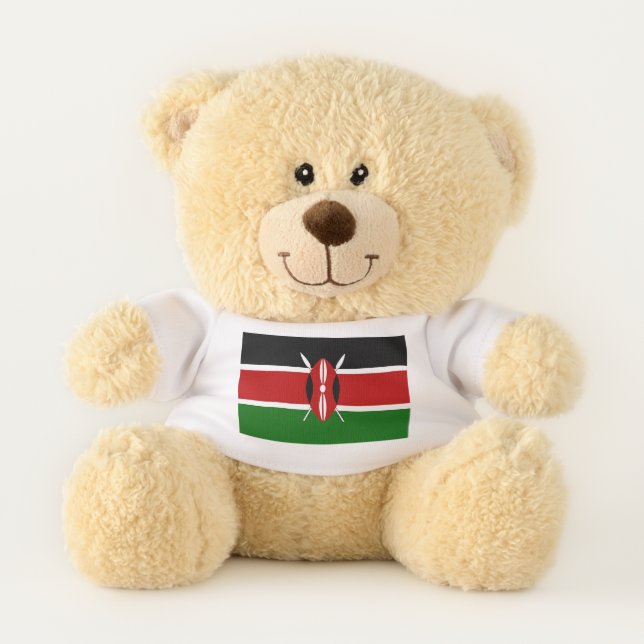 Patriotic Teddy Bear with flag of Kenya (Front)