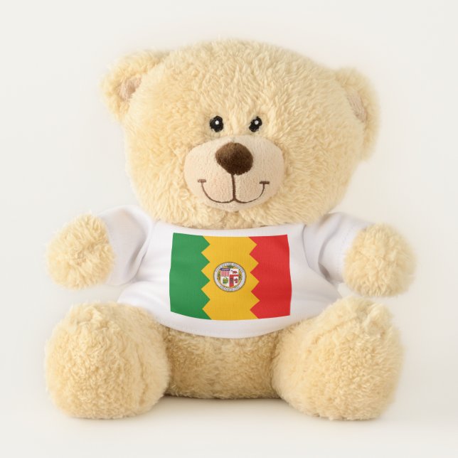 Patriotic Teddy Bear with flag of Los Angeles (Front)