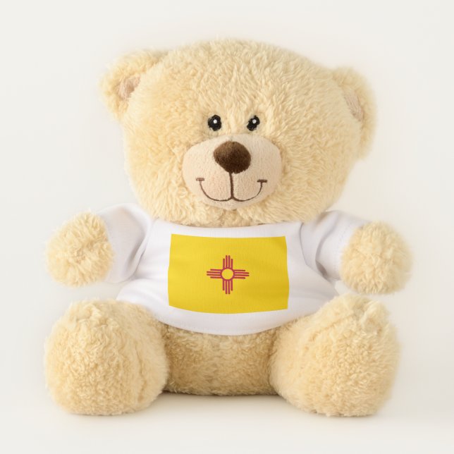 Patriotic Teddy Bear with flag of New Mexico, USA (Front)