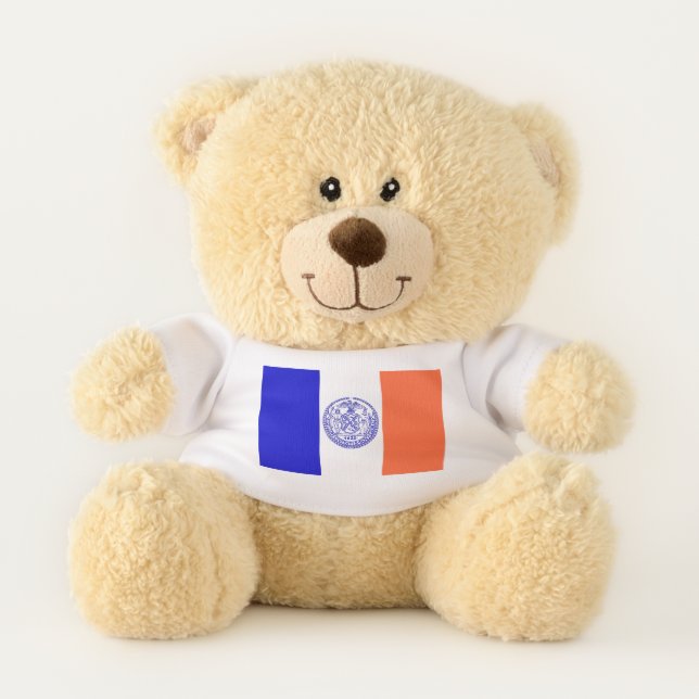 Patriotic Teddy Bear with flag of New York City (Front)