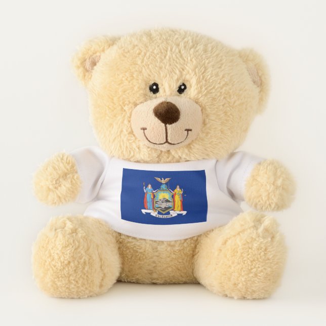 Patriotic Teddy Bear with flag of New York, USA (Front)