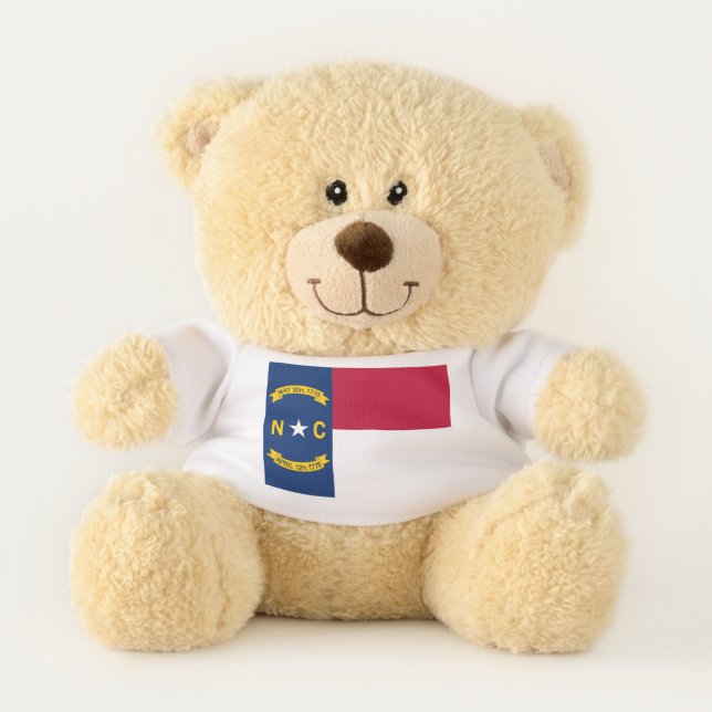 Patriotic Teddy Bear with flag of North Carolina (Front)
