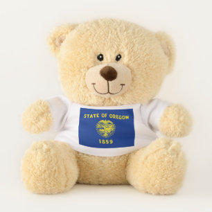 Patriotic Teddy Bear with flag of Oregon, USA