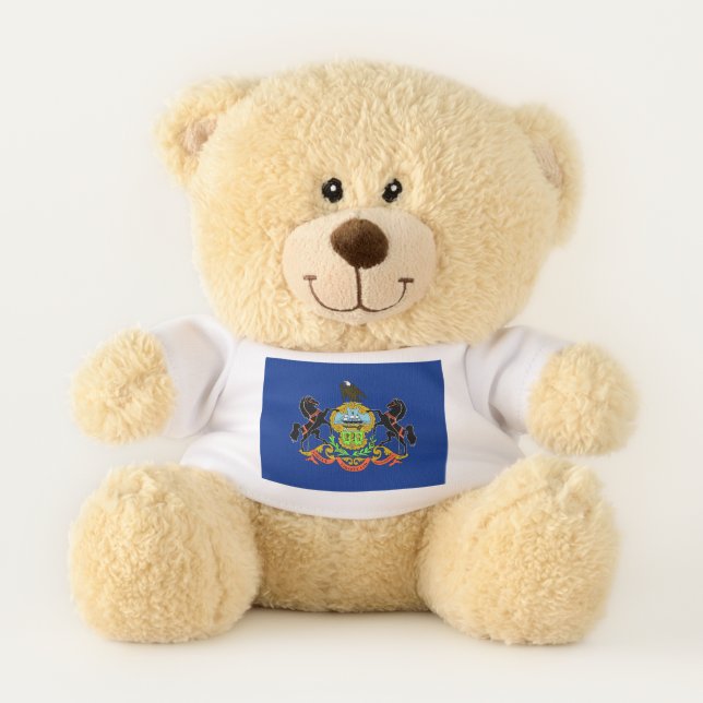 Patriotic Teddy Bear with flag of Pennsylvania USA (Front)
