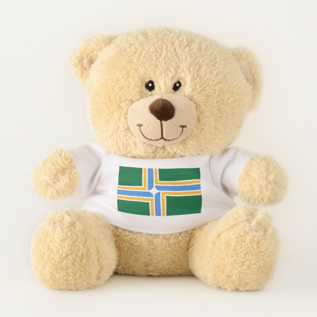 Patriotic Teddy Bear with flag of Portland, USA (Front)