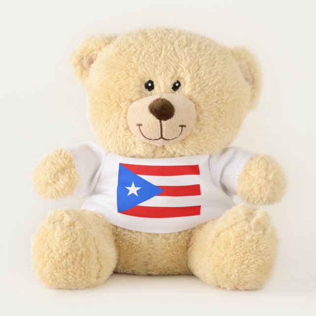 Patriotic Teddy Bear with flag of Puerto Rico, USA (Front)