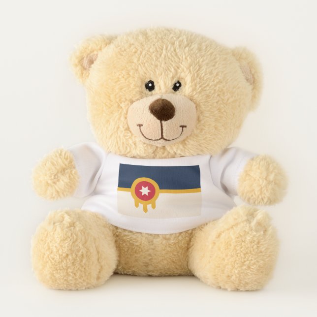 Patriotic Teddy Bear with flag of Tulsa, Oklahoma (Front)