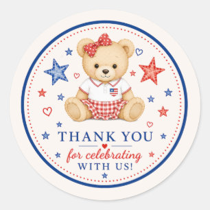 Patriotic Teddy Favor Sticker