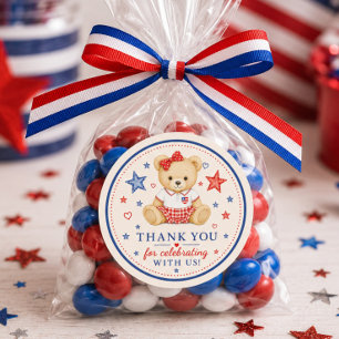 Patriotic Teddy Favor Sticker