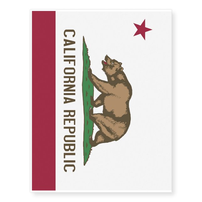 Patriotic temporary tattoos  Flag of California (Front)