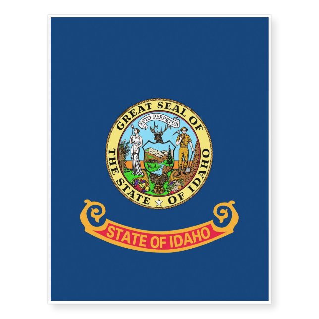 Patriotic temporary tattoos  Flag of Idaho (Front)