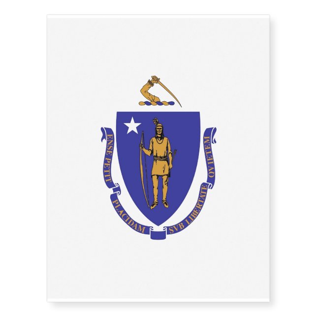 Patriotic temporary tattoos  Flag of Massachusetts (Front)