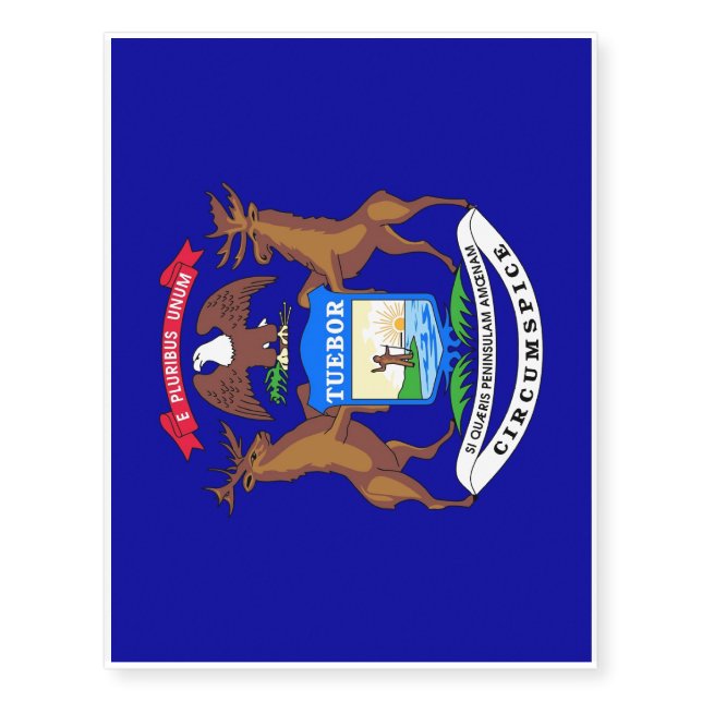 Patriotic temporary tattoos  Flag of Michigan (Front)