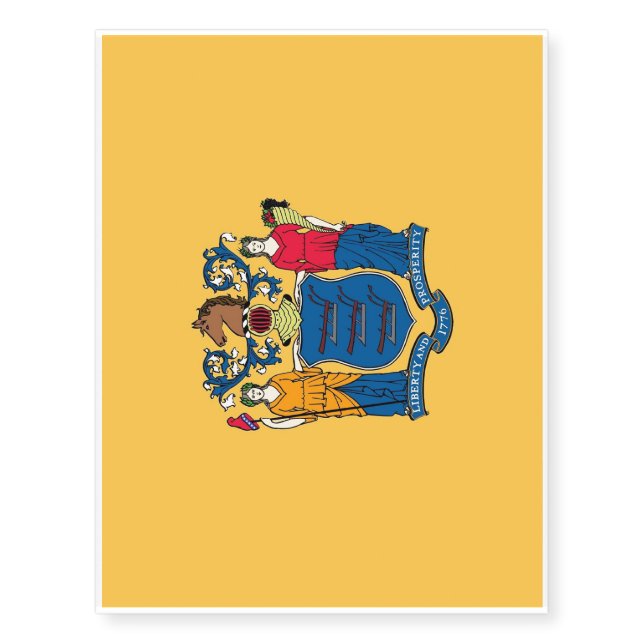 Patriotic temporary tattoos  Flag of New Jersey (Front)