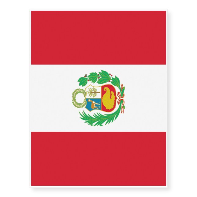 Patriotic temporary tattoos with Flag of Peru (Front)