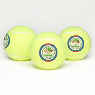 Patriotic Tennis Ball with Flag of Belize