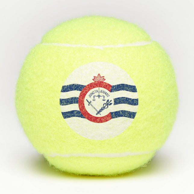 Patriotic Tennis Ball with Flag of Cincinnati, USA (Front)