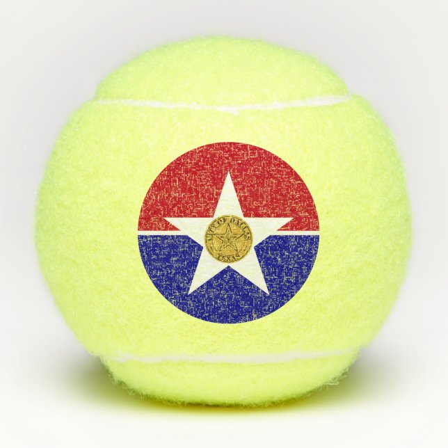 Patriotic Tennis Ball with Flag of Dallas (Front)