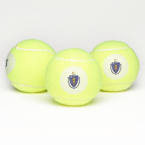 Patriotic Tennis Ball with Flag of Massachusetts