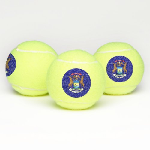 Patriotic Tennis Ball with Flag of Michigan