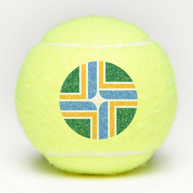 Patriotic Tennis Ball with Flag of Portland, USA (Front)