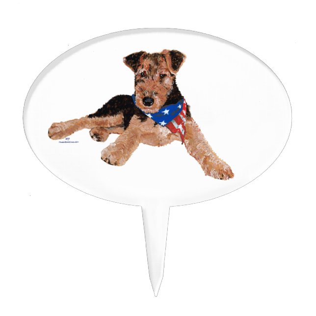 Patriotic Terrier Puppy Cake Topper (Front)