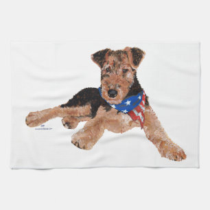 Patriotic Terrier Puppy Kitchen Towel