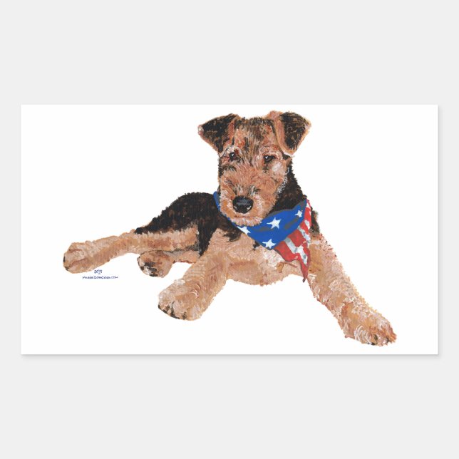Patriotic Terrier Puppy Rectangular Sticker (Front)