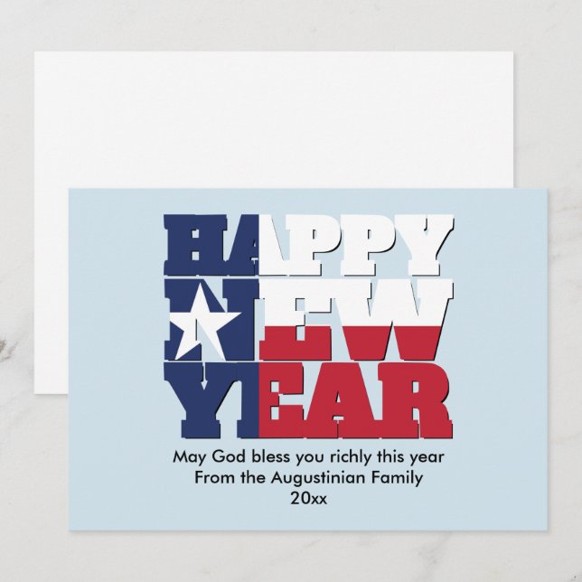 Patriotic Texan HAPPY NEW YEAR Holiday Card (Front/Back)