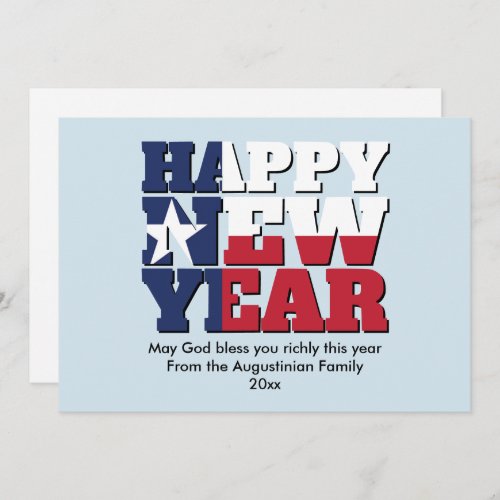 Patriotic Texan HAPPY NEW YEAR Holiday Card