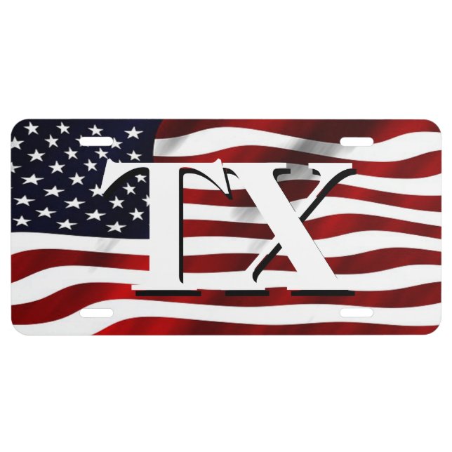 Patriotic Texas and the American Flag License Plate (Front)