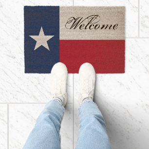 Patriotic Texas flag coir fiber doormat for home