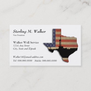 Patriotic Texas Oil Drilling Rig Business Card by OilfieldGifts at Zazzle