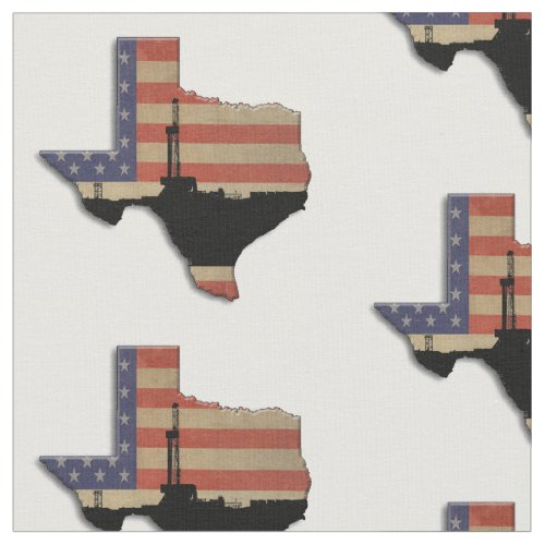 Patriotic Texas Oil Drilling Rig Fabric