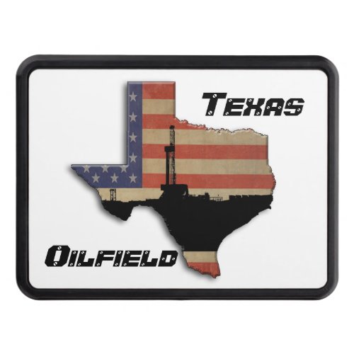 Patriotic Texas Oil Drilling Rig Trailer Hitch Cover