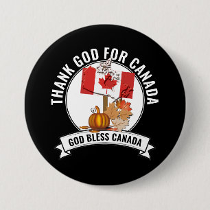 Patriotic THANK GOD FOR CANADA Thanksgiving Button