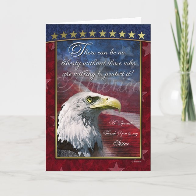 Patriotic Thank You Card for Military Sister (Front)